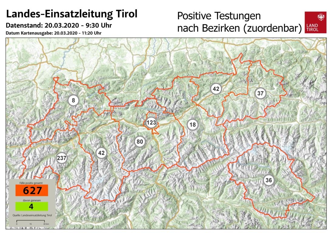 grafik mit den aktuellen bezirkszahlen land tirol